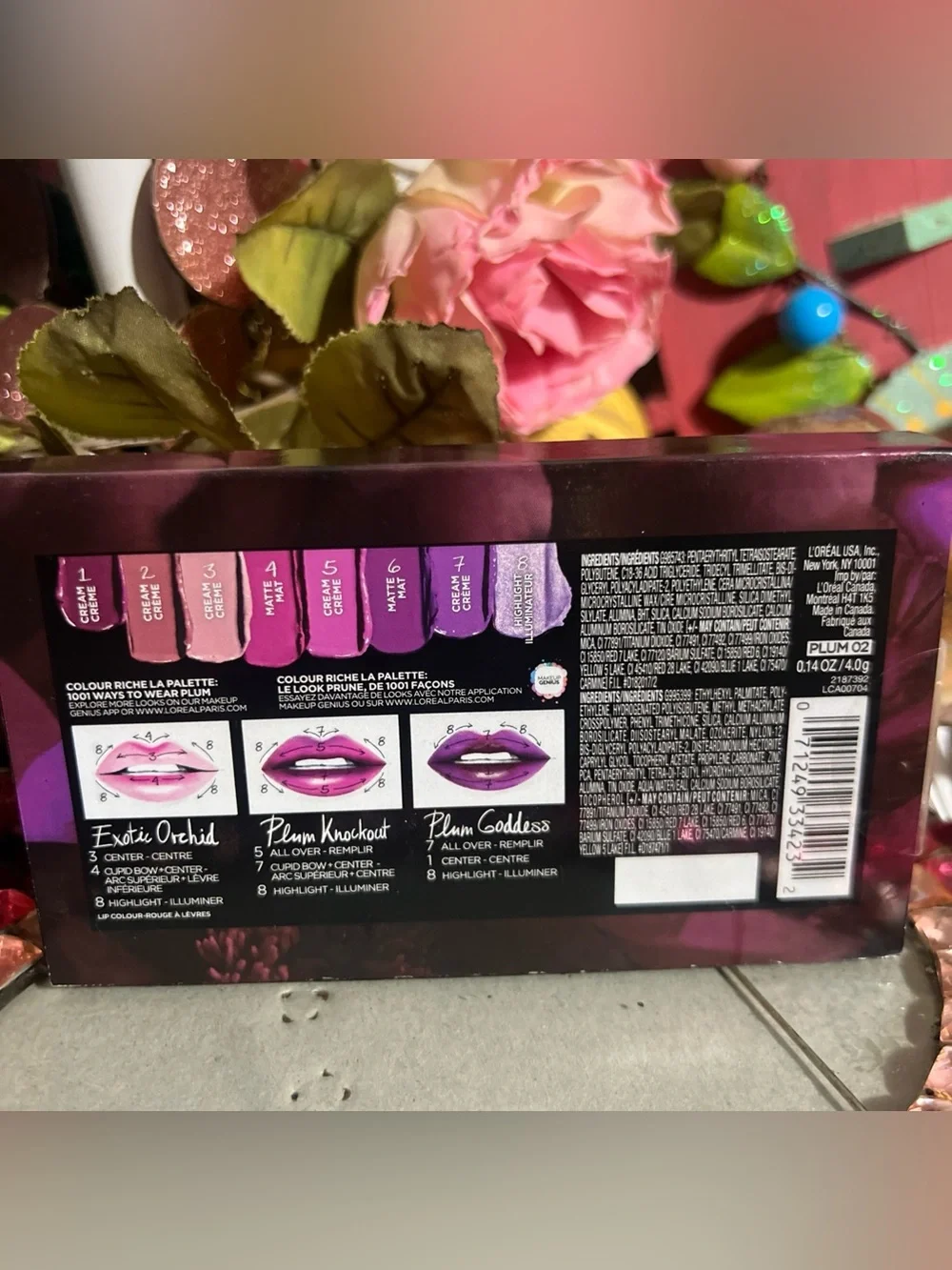 Lip Highlighter Illuminator L’OREAL La Palette Plum 02 Matte Makeup Cosmetics